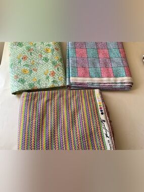Quilting Sewing Fabrics Lot Joann’s Flannel Green Pink Blue